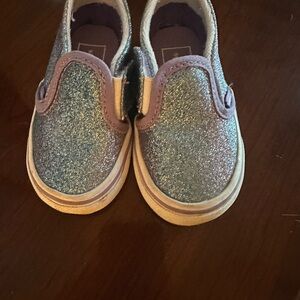 Vans Glittery Silver and Purple Kids Sneakers
